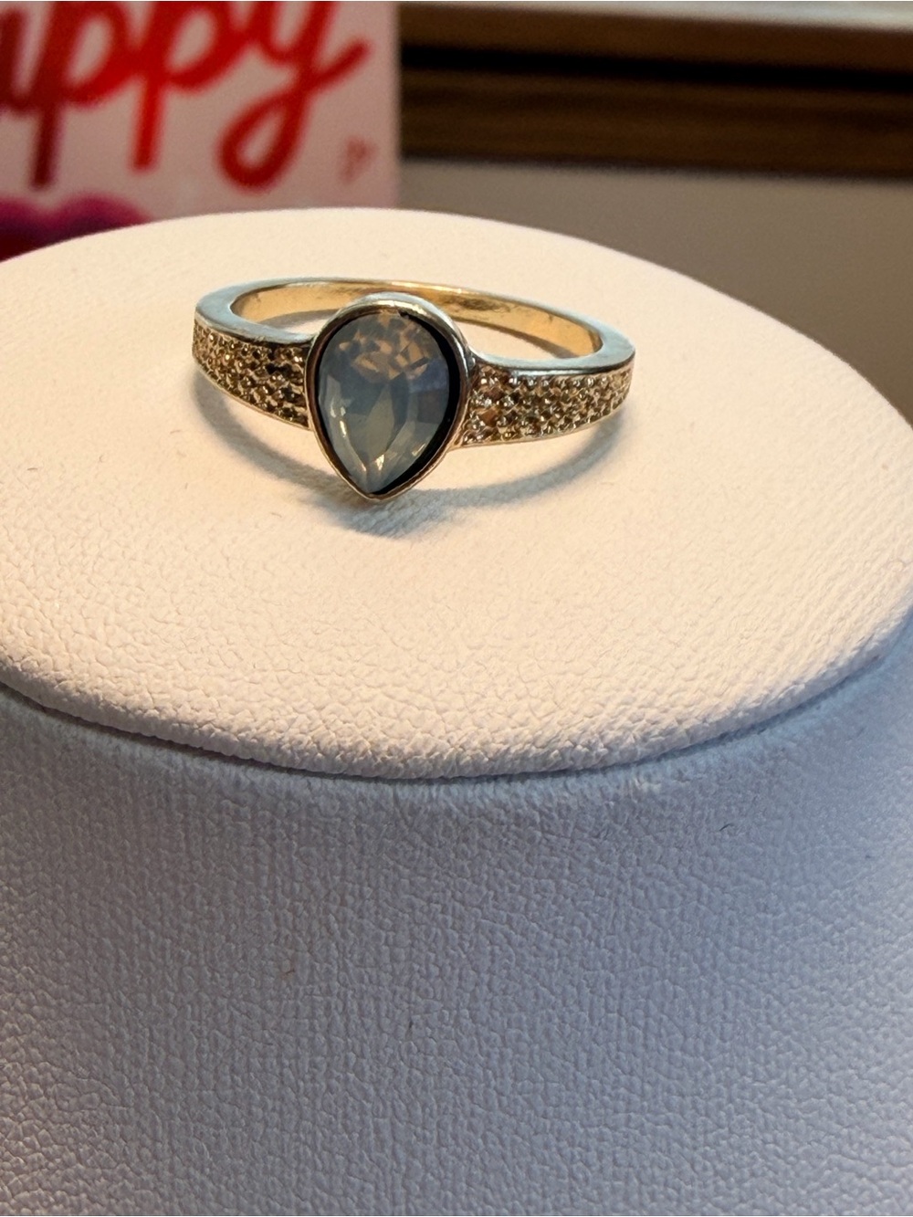 Gold tone ring size 8 drop shape